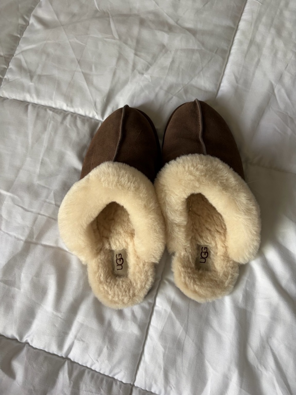 UGG Chestnut Suede Shearling Mule Slippers